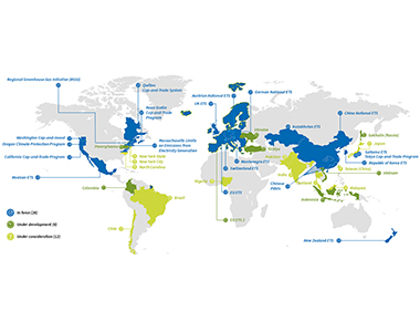 Overview of worldwide existing and planned Emission Trading Schemes (ETS)